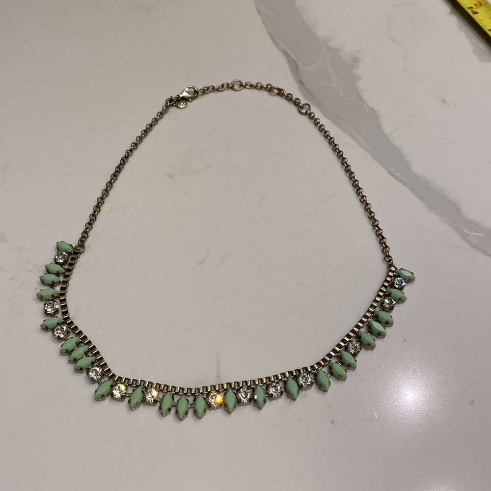 J Crew statement necklace light turquoise blue